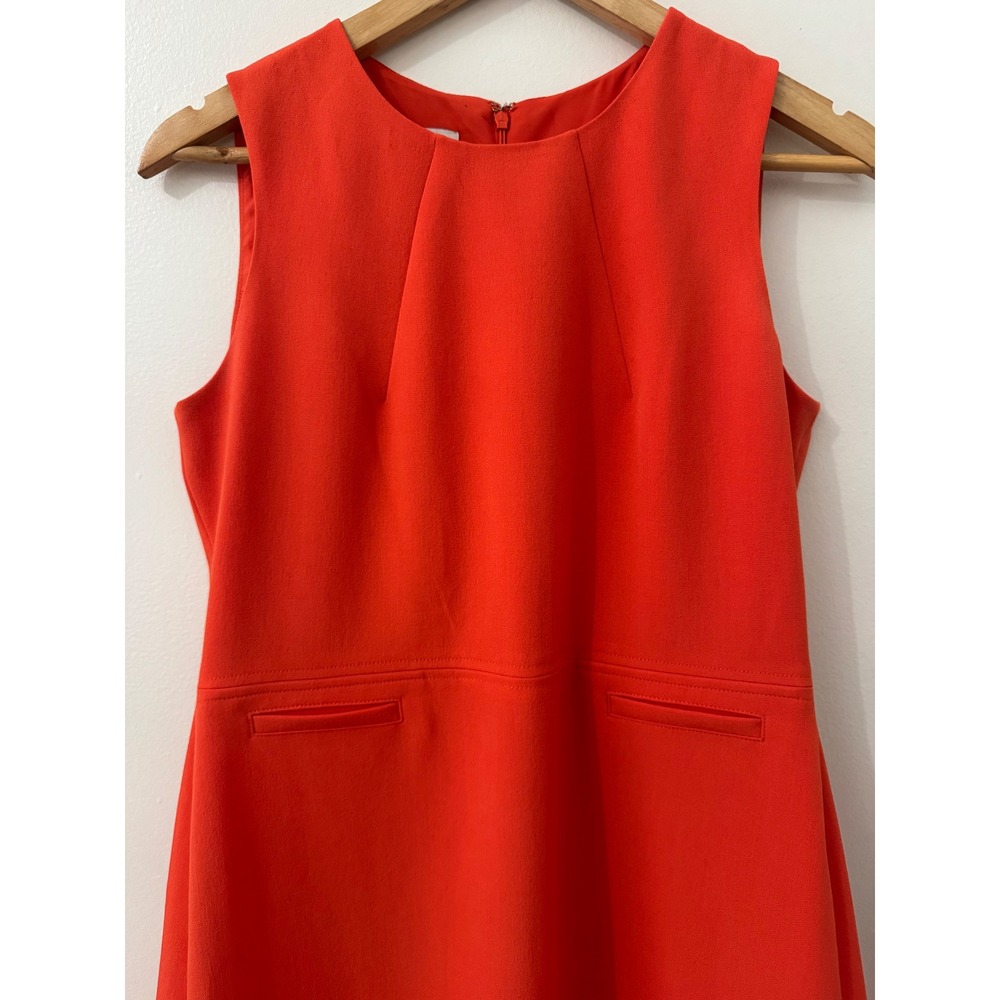 Anne Klein Bright Orange Fit & Flare Sleeveless Dress Sz 4 Career Chic Polished - Picture 3 of 10